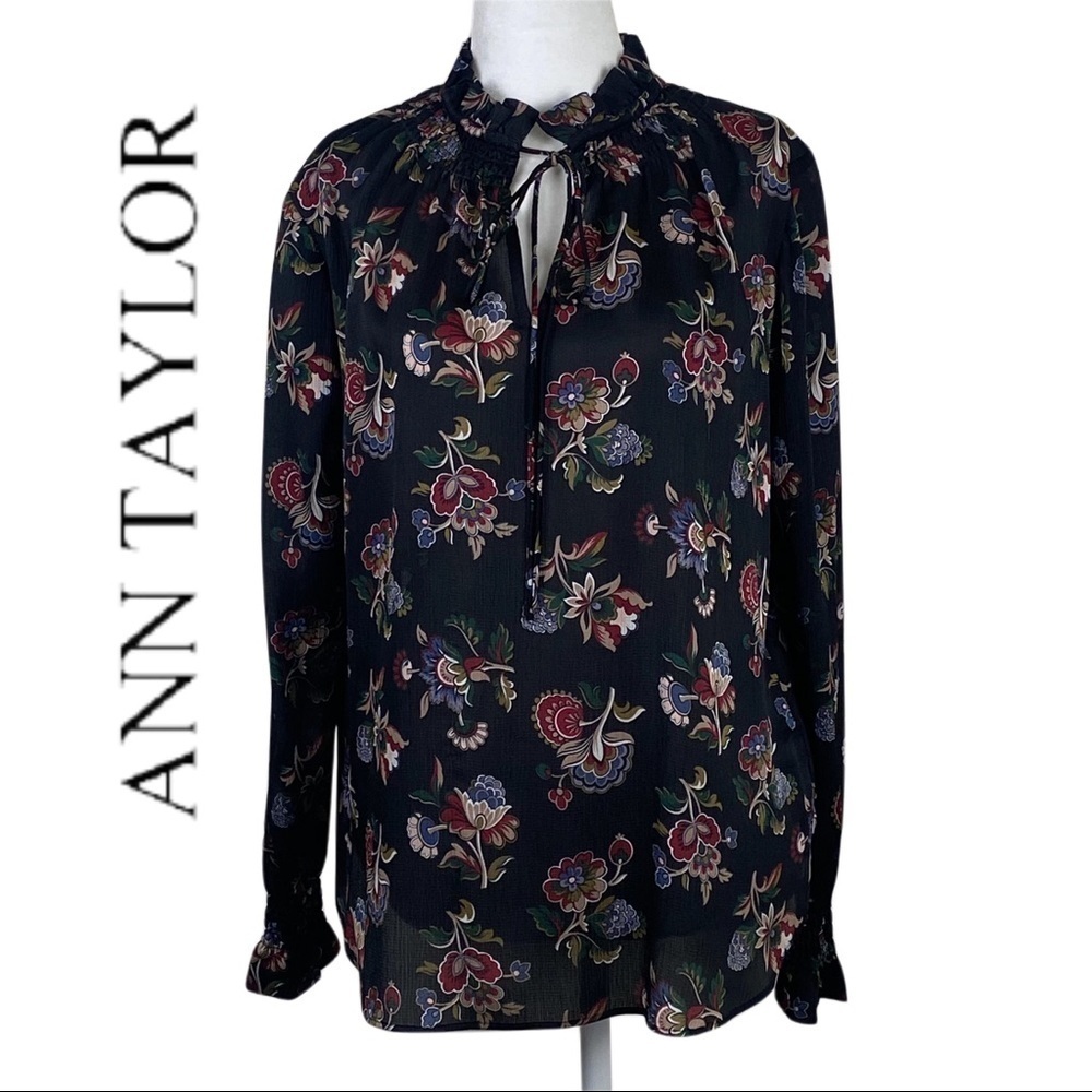 Ann Taylor Floral Prairie Look Long Sleeve Top Size XS